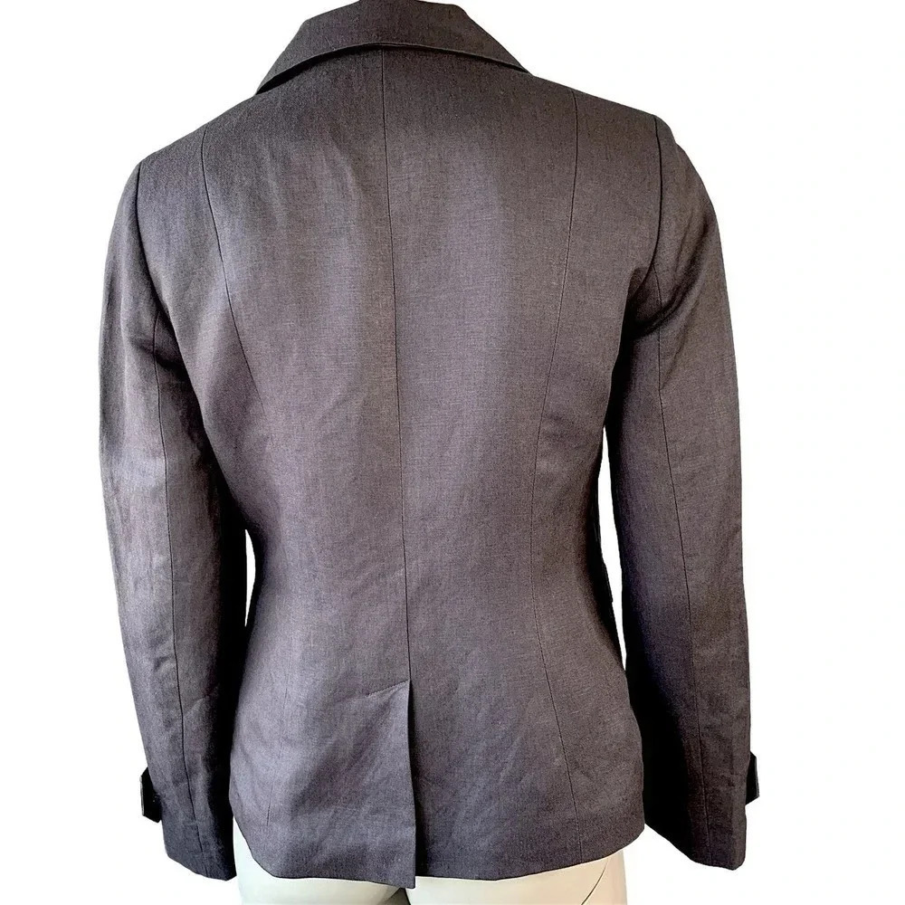 Ann Taylor Loft Linen Blend Tailored Blazer Buttoned Down Jacket Size 2 Brown - Picture 2 of 15
